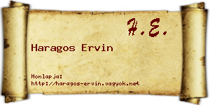 Haragos Ervin névjegykártya